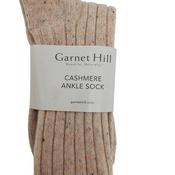 Soft Ribbed 82% Cashmere Ankle Socks Sz 9-11 Warm Cozy Garnet Hill Tan Donegal - Picture 6 of 6